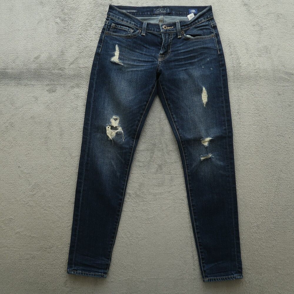 Lucky Brand Jeans Women's Size 00/24 Low-Rise Sienna Slim Boyfriend Destroyed